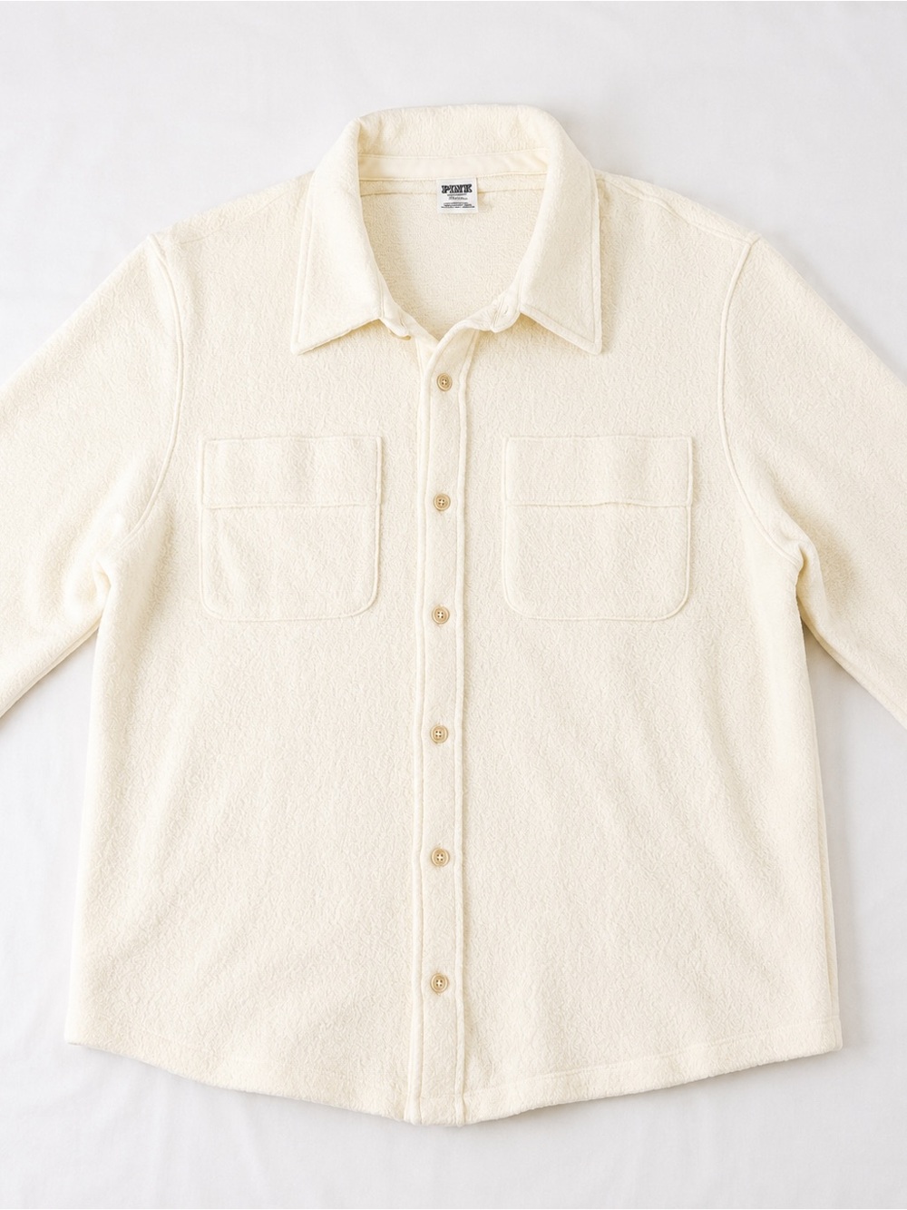 Pink Victoria’s Secret cream Fleece Button-Up Shacket – Size Large - Picture 2 of 3
